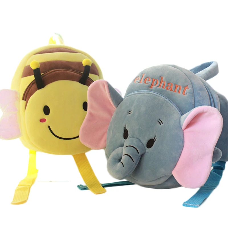 

Dropshipping Plush Animal Kids School Bag Elephant Animal Plush Backpack Toy, Blue,yellow