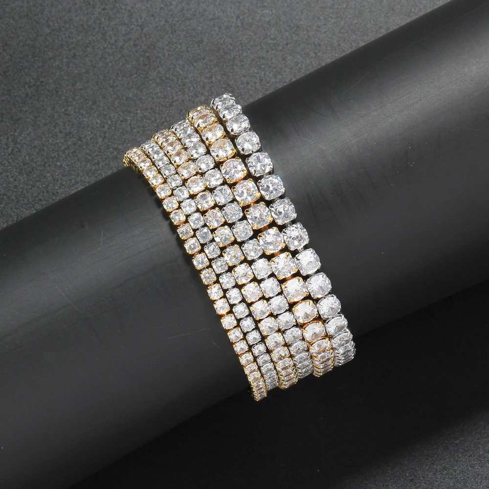 

BB114 3mm 4mm 5mm Bracelet CZ brass Chain Bling Bling Hip hop iced out jewelry