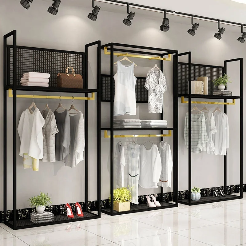 

Wholesale Shop Clothing Racks Stand Metal Garment Black Clothing Rack For Clothes Store Women