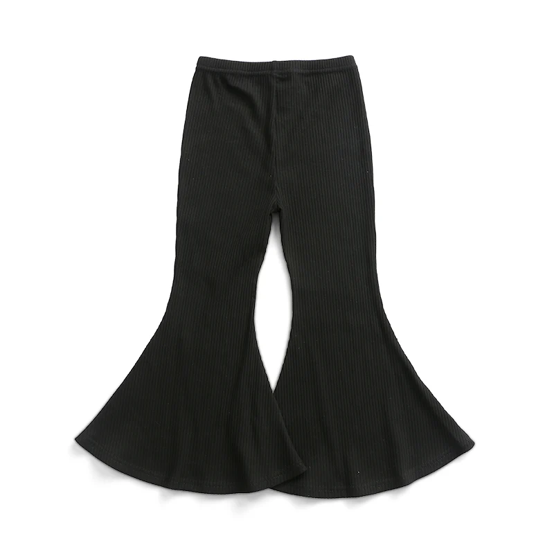 新款罗纹面料喇叭裤女童纯色女童喇叭裤裤子套装接受定制服务女童裤子