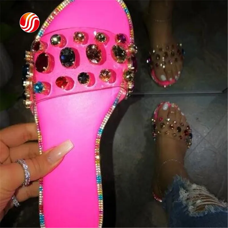 

Summer Rhinestone Shinning Women Shoes 3 Color Personality Designer Lady Slippers