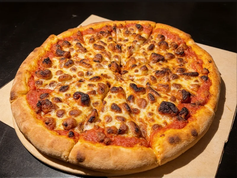 Finished pizza with perfect charred leopard spotting