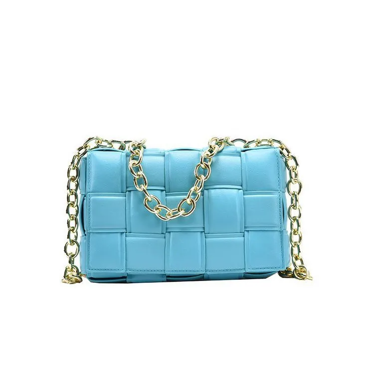 

Minimalist stylish ladies women's 2021 chic pu faux leather smart cross body bv woven leather chic purses handbags wholesale
