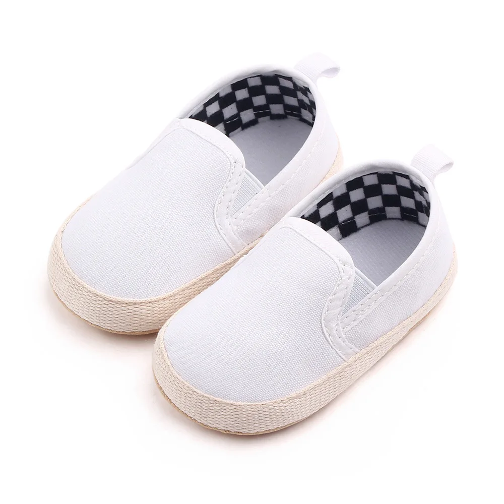 

Baby Spring Autumn Casual Canvas Shoes Newborn Soft Sole Crib Shoes Baby Boy Loafer First Walker Shoes, White / black/ blue /stripe