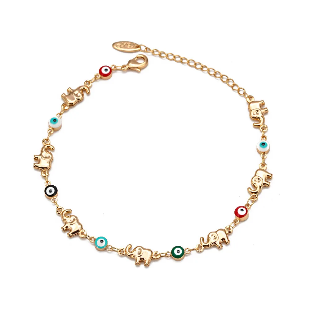 

Latest Design Multi Color Evil Eyes Charm Bracelet Gold Chain Copper Elephant Eyes Bracelet For Party, Various