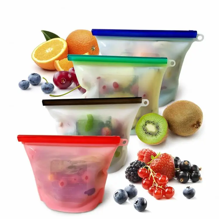 

Wholesale Reusable Silicone Food Storage Bag Vegetable Preservation Bag, Customized pantone color