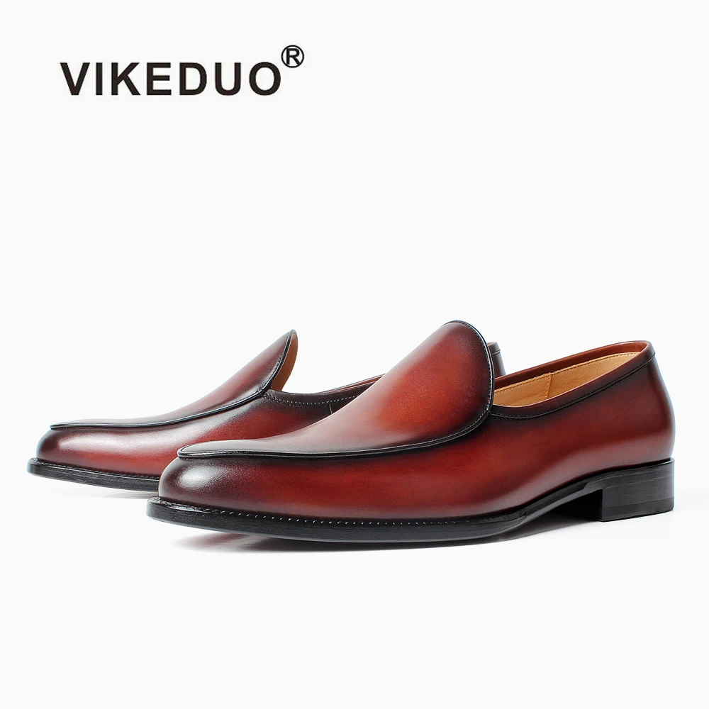 

Vikeduo Hand Made Mens Formals Footwear Design Custom Model Smoking Loafer Men Loafers Genuine Leather Shoes, Brown