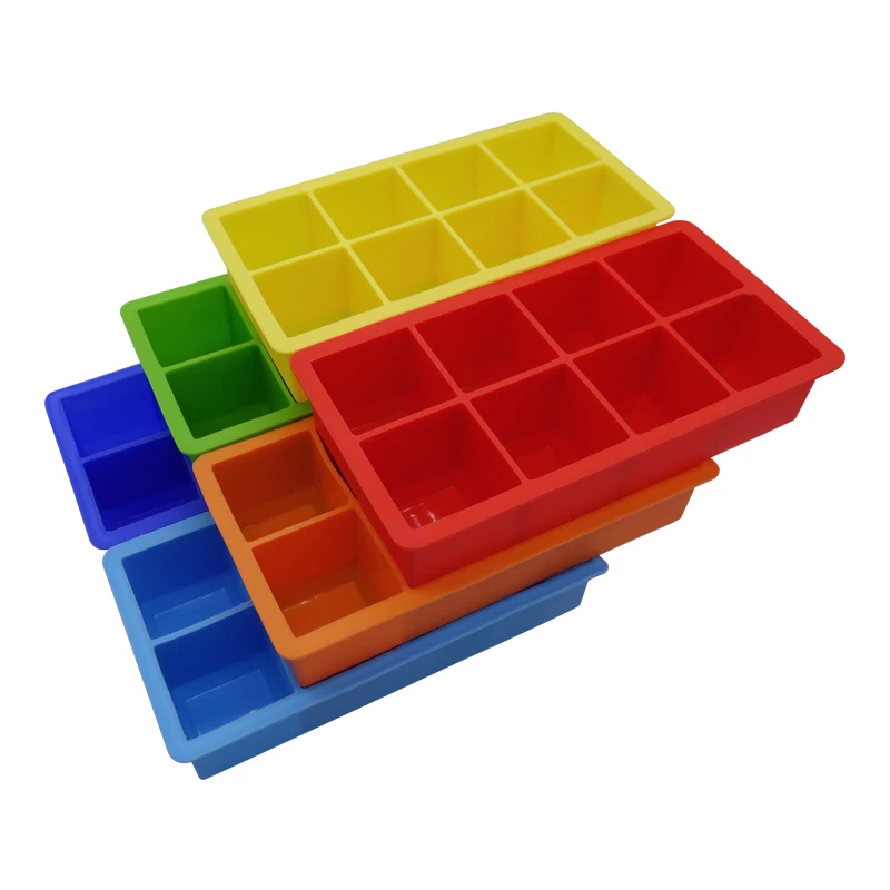 Large Size Custom Silicone Ice Cube Tray With 8 Cavities Bar Drink Whiskey Big Square Ice Brick