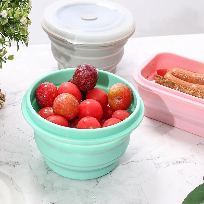 portable silicone food storage bowls flexible silicone camping bowl