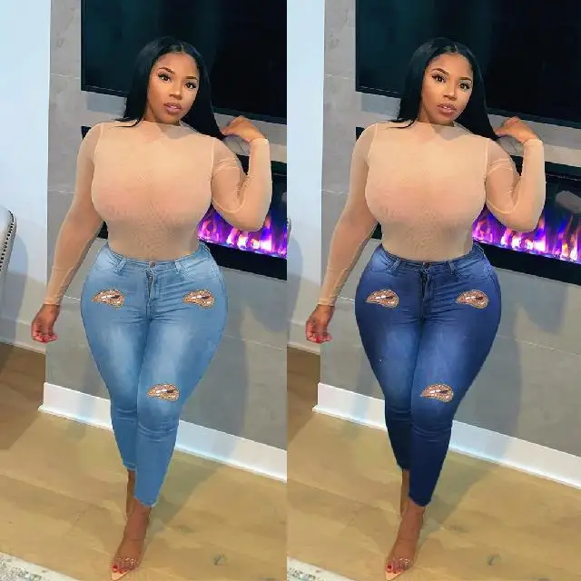 

2021 Fashion New Spring And Summer Skinny Stretch Long Jeans, Picture color