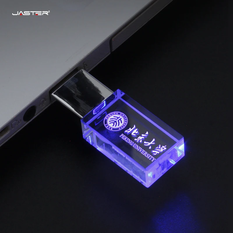 

Custom wedding Gift Glass Usb Stick Pendrive Usb 2.0 4gb 8gb 16gb 32gb 64gb Crystal Usb Flash Drive With Led Light