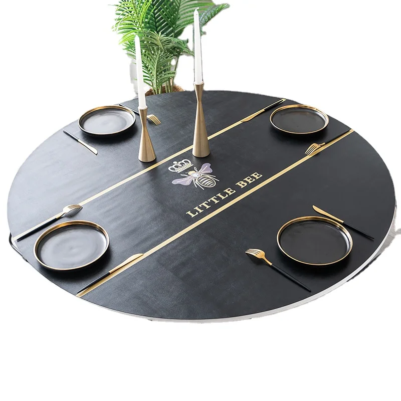 

42 inch round tablecloth custom table cloth HD printing pvc leather table protector cover