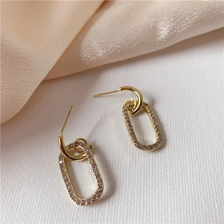 

new statement geometric korean crystal earrings