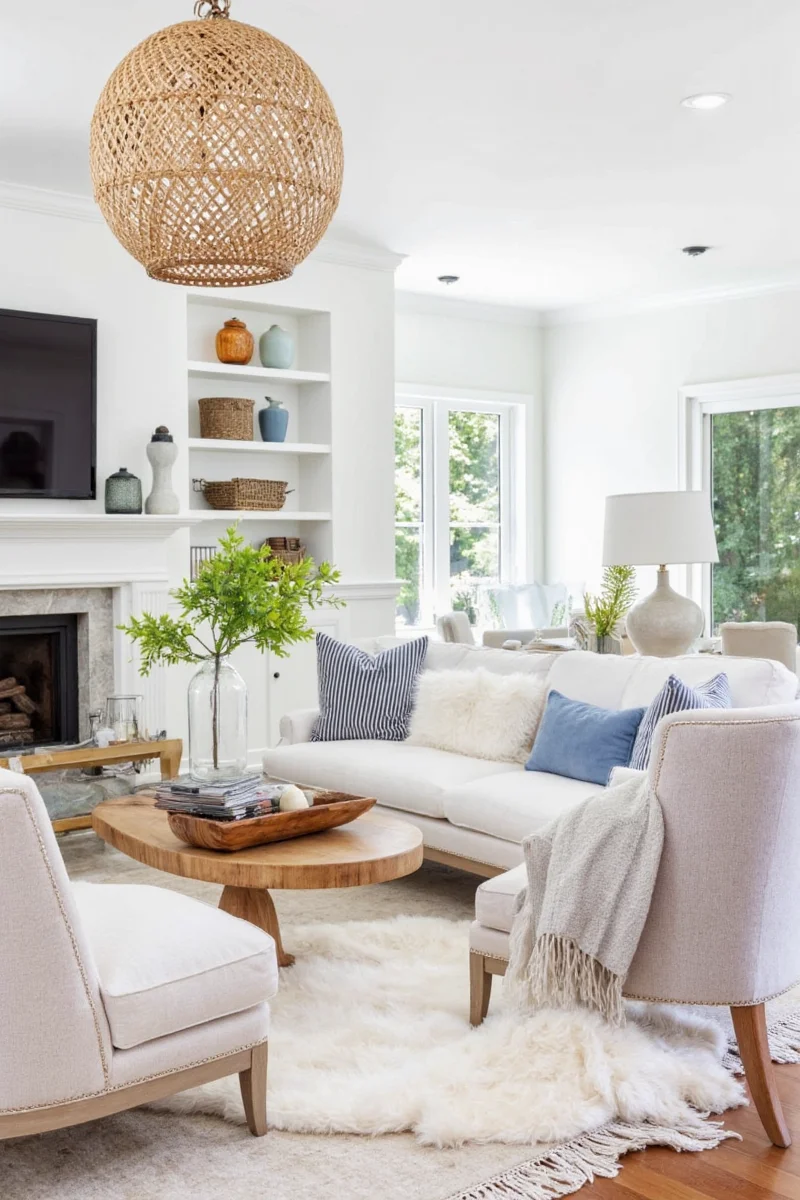 Christmas decor in a family-friendly living room