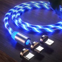 

Amazon Hot Selling 3 In 1 LED Glow Flowing Magnetic Fast Charging Usb Cable for iPhone all in one magnetic Cable