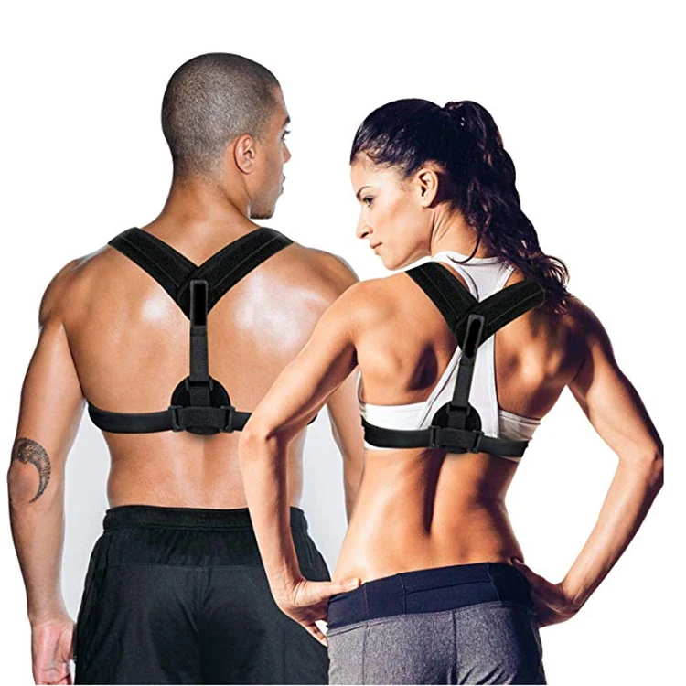 

Top quality new breathable OEM custom back support belt posture corrector shoulder corrective brace upper, Black