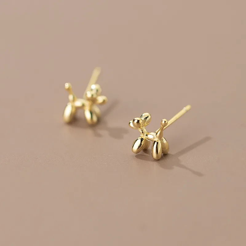 

fashion jewelry 925 sterling silver small earrings lovely animal dog doggy doggie puppy gold plated stud earrings for women