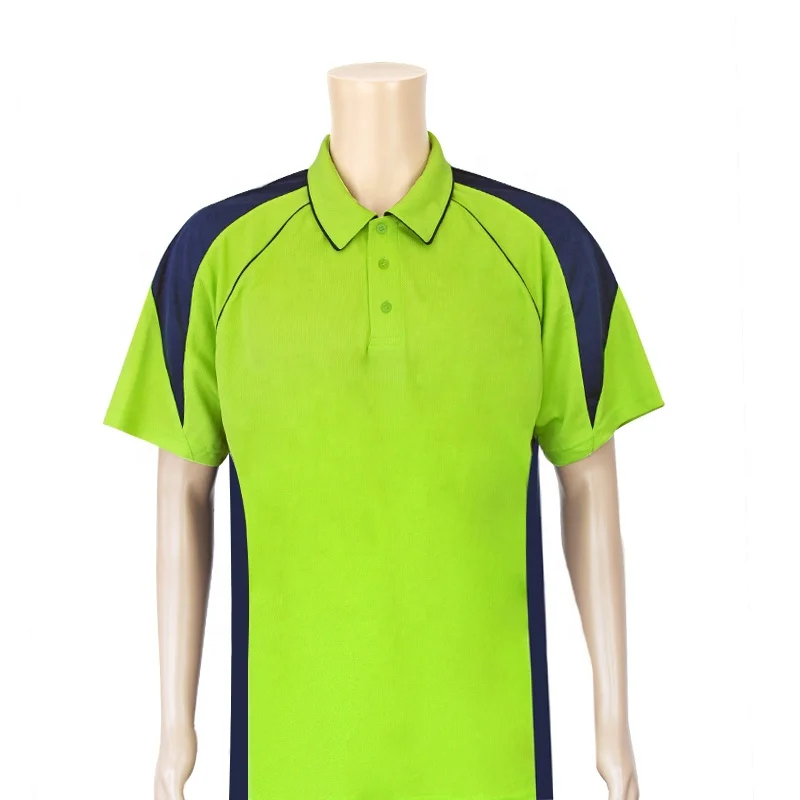 

custom blank pique polyester polo shirt for promotion, Green & dark blue