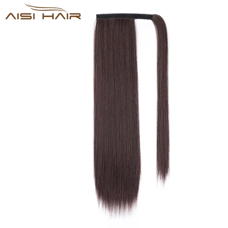 

Aisi Hair Mixed Brown Color Long Straight Sexy Ponytail For Black Women Hair Piece Drawstring Synthetic Ponytail Hair Extension, 2-33#