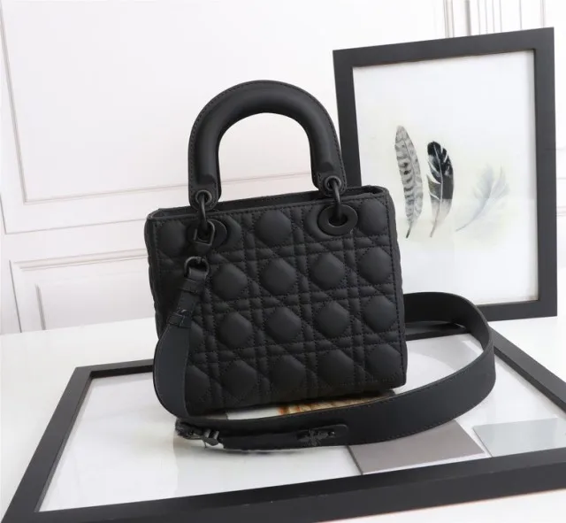 

Luxury Bag Lady Diorelying High Quality Matte Cow leather Cannage Princess Dai Backpack Handbag