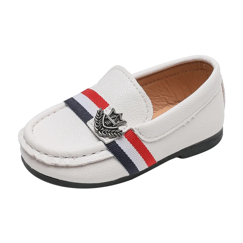 

New fashion brand name children's waterproof black wedding school casual leather loafers dress shoes for boys