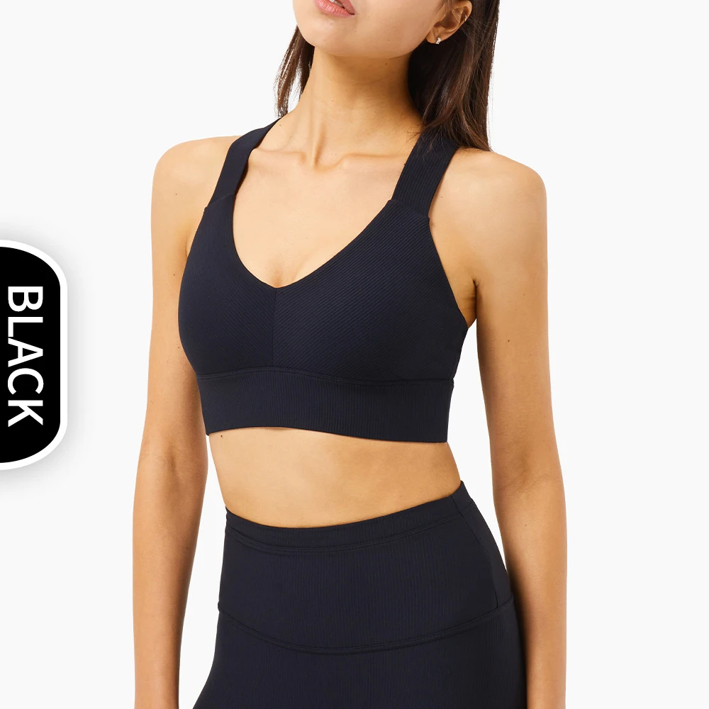 

Women Solid Color Yoga Bra Girls High Impacts Sports Bra Fitness Workout Top