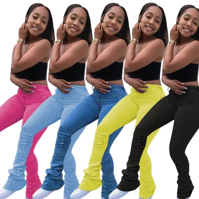 

B35383A 2021 Winter New fashion women sexy candy color jeans pants