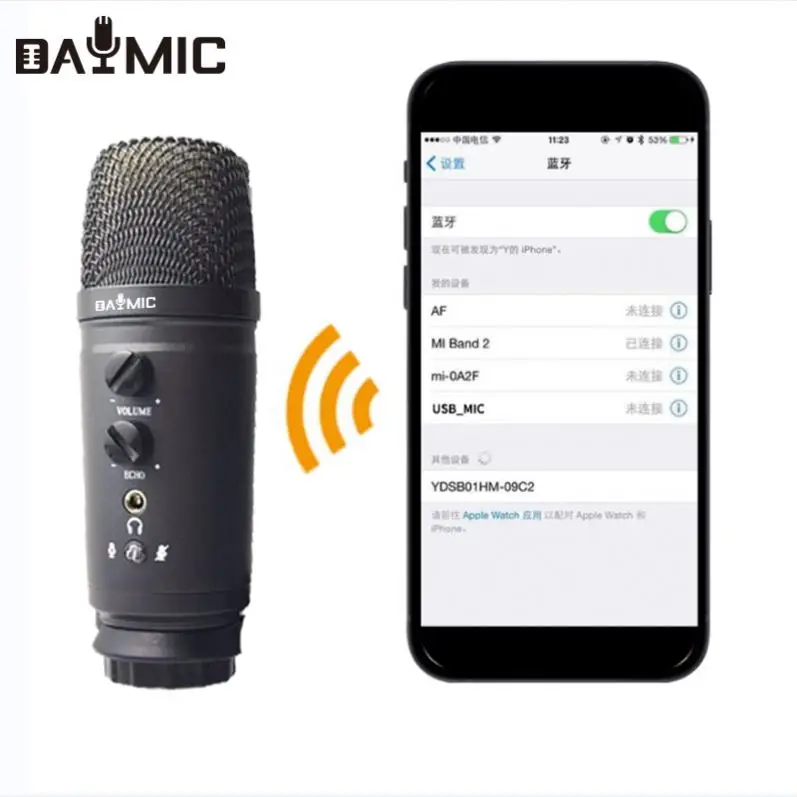 

DAYMIC USB Condenser Microphone Wiht ECHO BT For livestream broadcast Recording, Black / gold