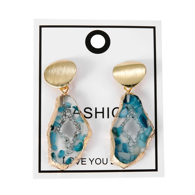 

2020 Women Fashion Wholesale Jewelry Statement Bohemian Handmade Pendant Irregular Natural Stone Earring, As the picture