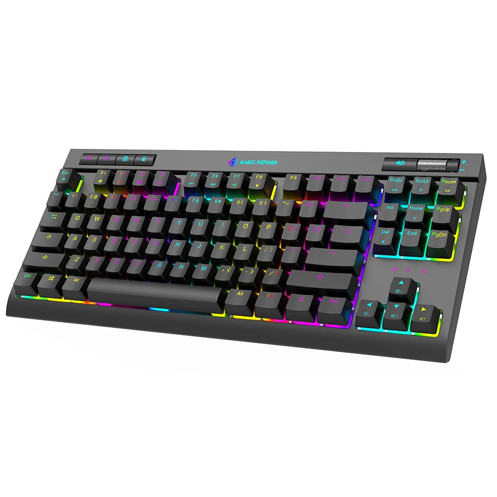 

MK17 USB Type C Wired tkl 80% Ergonomic rgb Red Switch Gaming Mechanical Keyboard, Black/ white