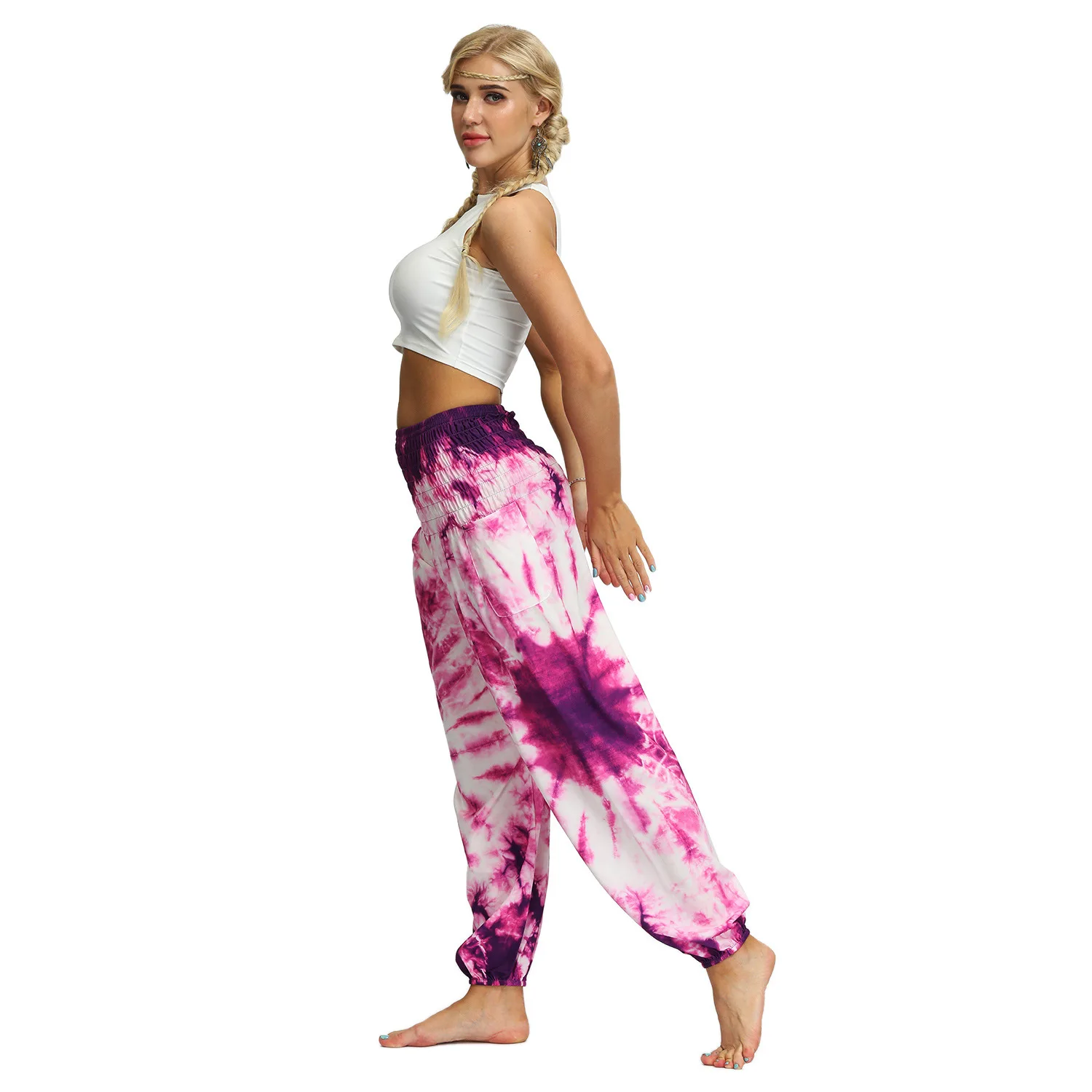 2020 Wholesale High Quality  Women Tie Dye Boho Yoga Hippie Harem Pants