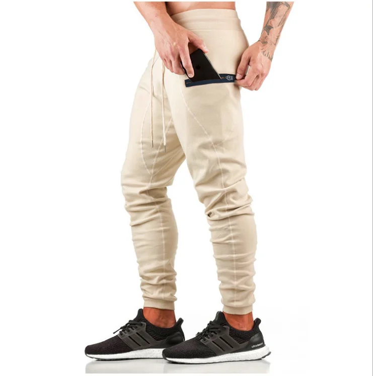 

Top Brand Men Gym Sport Running Pants Casual Zipper Pocket Fitness Training Workout Bottom Skinny Sweatpants Trousers Jogger