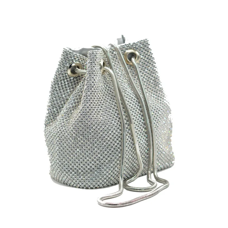 

Luxury Diamante Handbag Women Crystal Rhinestones Hand Shoulder Bag Purse Evening Bucket Bag, 3 colors