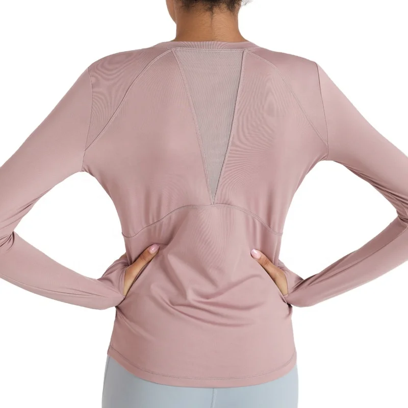 

Women's front and back breathable and veiled yoga wear long-sleeved slim-fit soft stretch