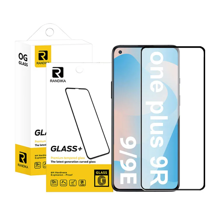

RANDIKA 2.5d Transparent mobile tempered glass screen protector cover for oneplus 9 9E 9R 8T 7 6 6T 5 5T one plus nord 5G nord2, Transperant