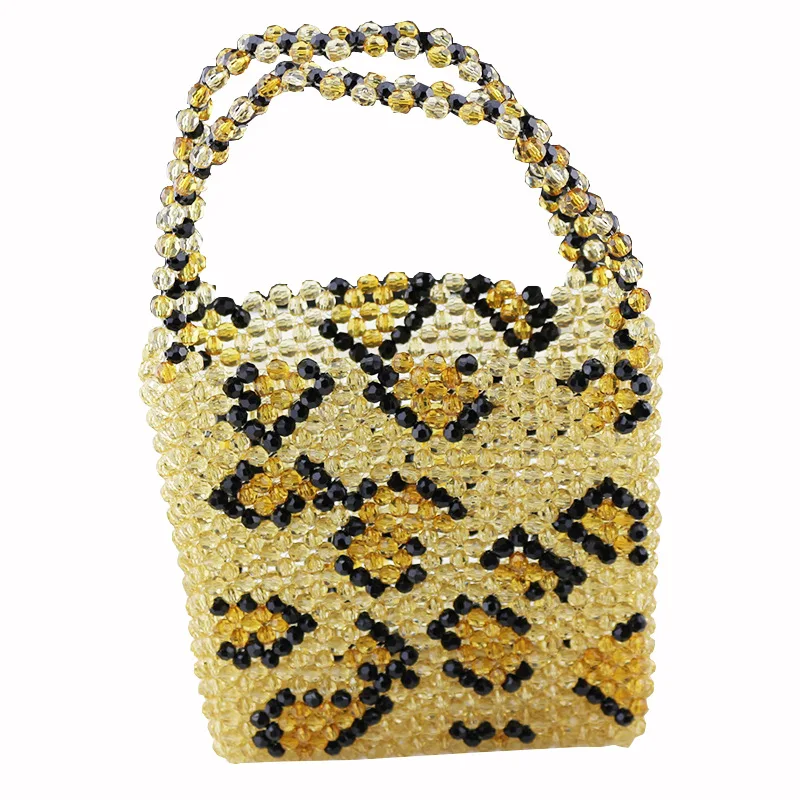 

New leopard print portable acrylic beaded bag acrylic Beaded fashion handbag