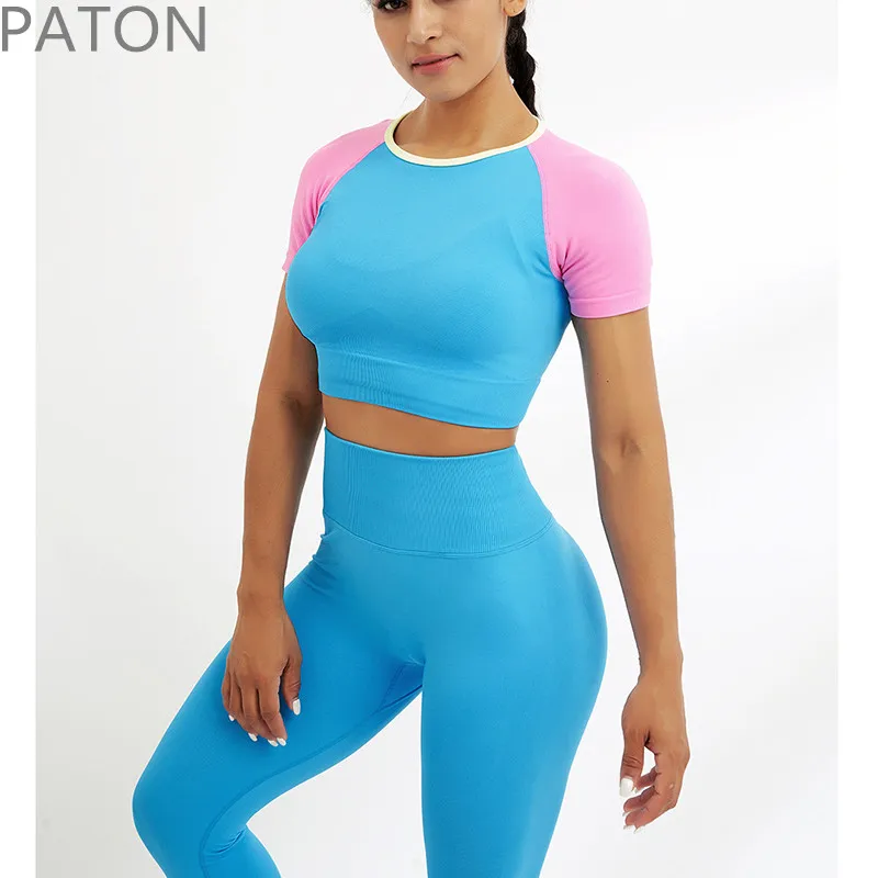 

Custom logo seamless Smooth Workout Leggings yoga crop shirt set wear canada