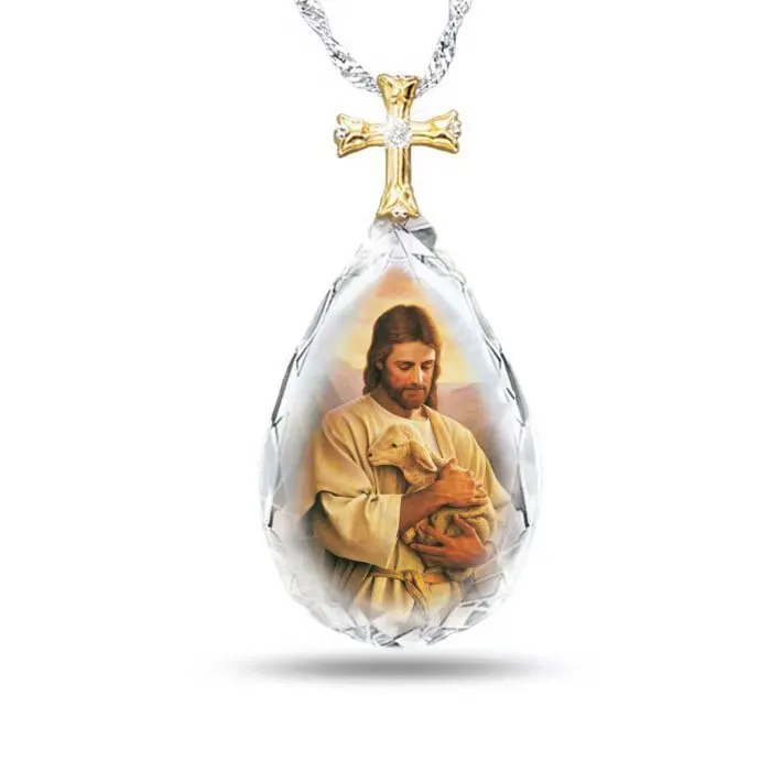 

Wholesale high quality ladies Christian crystal pendant Jesus necklace