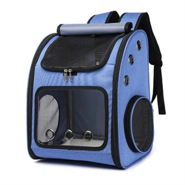 

Traveling Hiking Expandable Pet Carrier Backpack For Cats Small Animals Ventilated Cat Backpack, Brown, khaki, blue