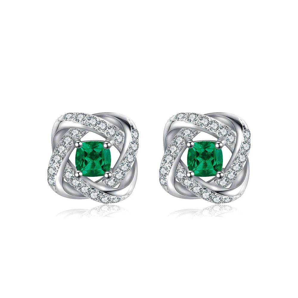 

2021 Anster new arrival beautiful gold jewelry lab grown emerald sterling silver 925 jewelry earrings, Green