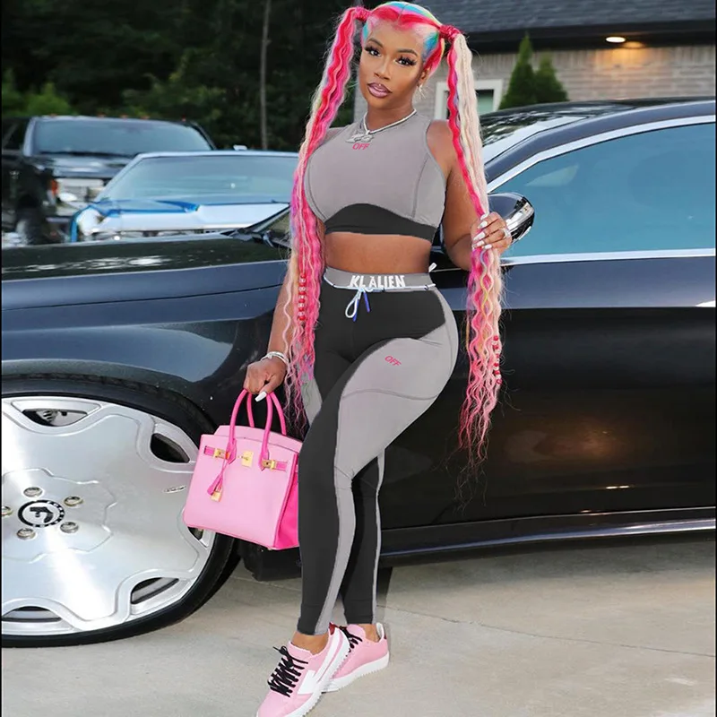 

New design fitness gym sports two piece set women clothing kl alien jogging suits wholesale