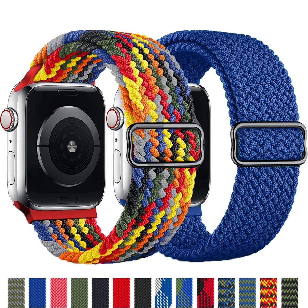 

Leyi Braided woven Loop watch band Adjustable Elastic Nylon belt bracelet For Apple iWatch series 3 4 5 se 6 7 strap, Optional