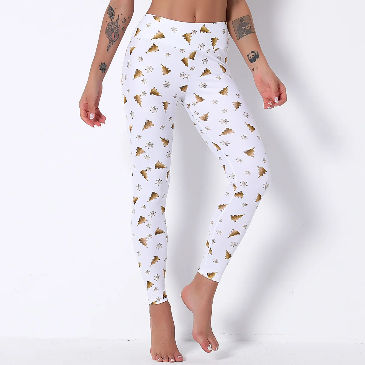 

Christmas Snow Printing High Waist Family Yoga Workout Tight Pants Gym Sports Fitness Leggings For Women