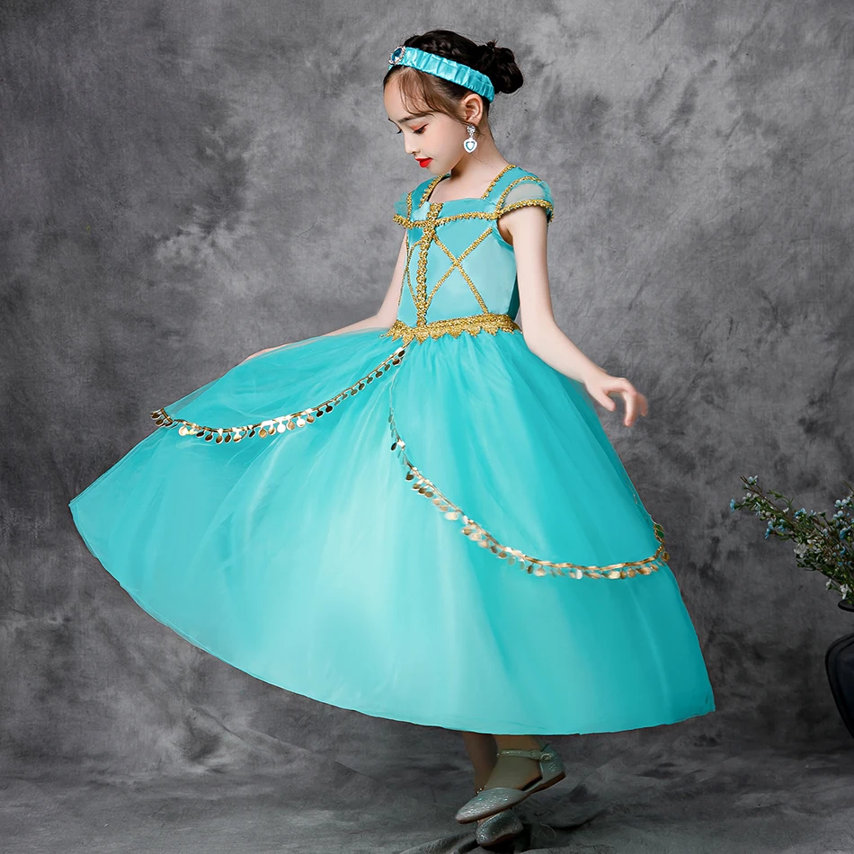 

Baby Classic Aladdin Costume Clothes Kids Cinderella Jasmine Belle Ariel Princess Dress Girls, Green