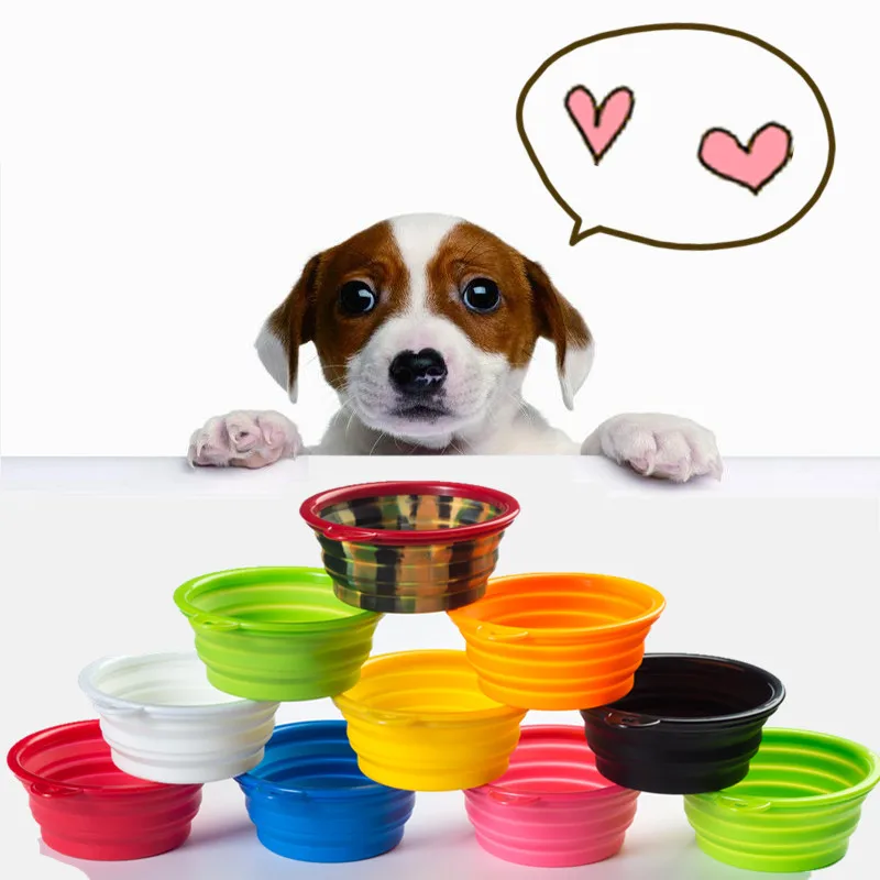 

Wholesale Factory Manufacturer Collapsible Silicone Foldable Folding Single Ear Portable Travel Pet Dog Bowl