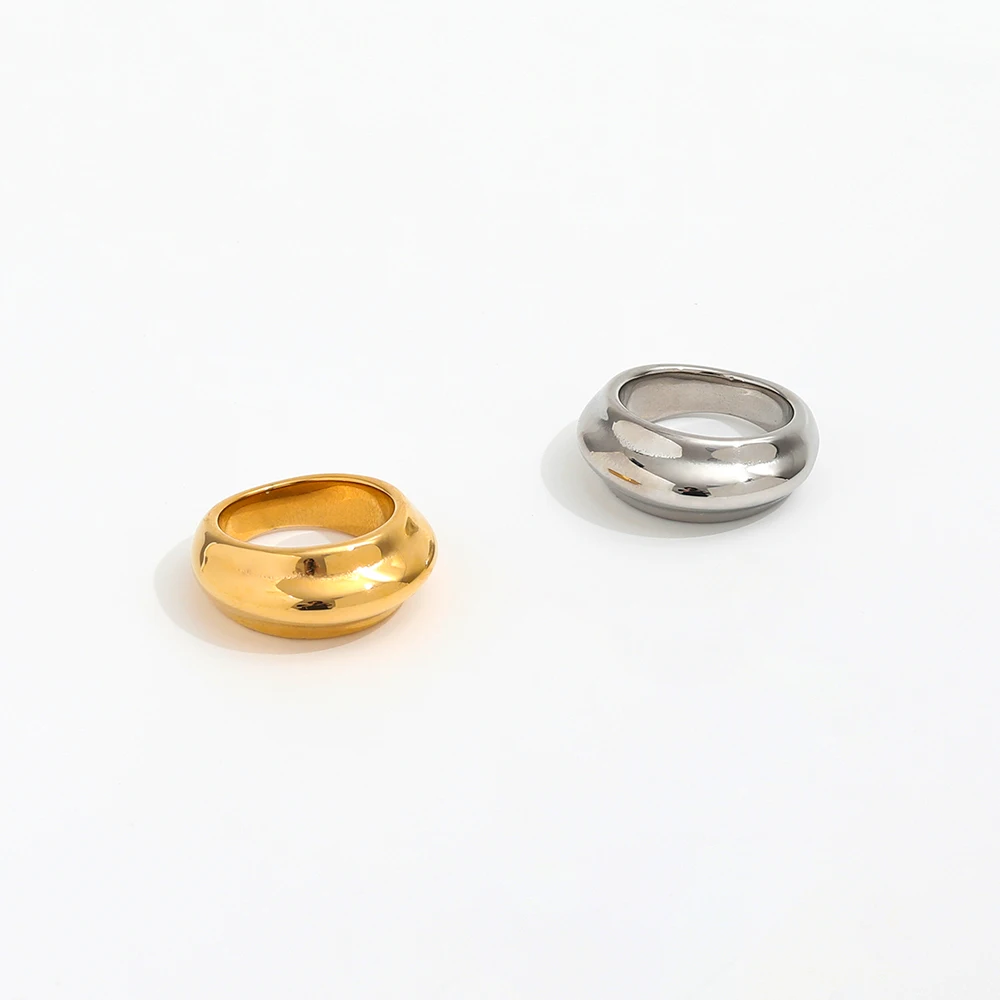 18K Gold Plated Stainless Steel Rings for Women Statement Rings New Stainless Steel Trendy Jewelry