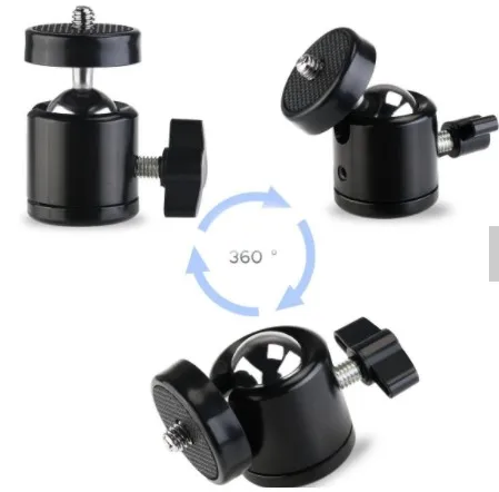 

Hot Shoe Mount Adapter 360 Degree Camera Tripod Mini 1/4 Tripod Screw Ball Head Tripod Mount For DSLR Camcorder GoPro Smartphone, Black