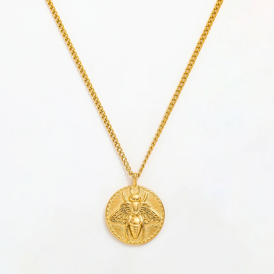 Joolim Jewelry 18K Gold Plated Cubic Bee Pendant Necklace Tarnish Free Stainless Steel Jewelry