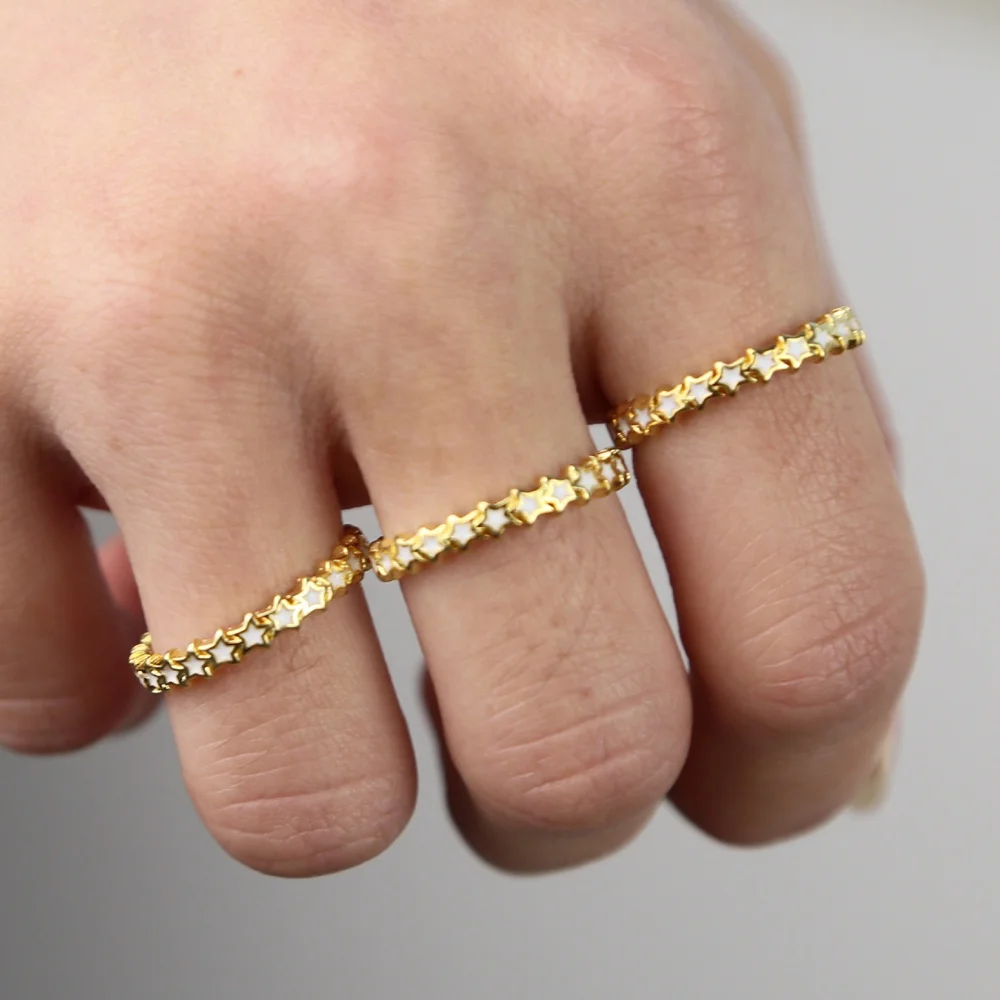 

2021 Christmas gift jewelry wholesale US size 6 7 8 Minimal tiny start engagement stack stacking band ring