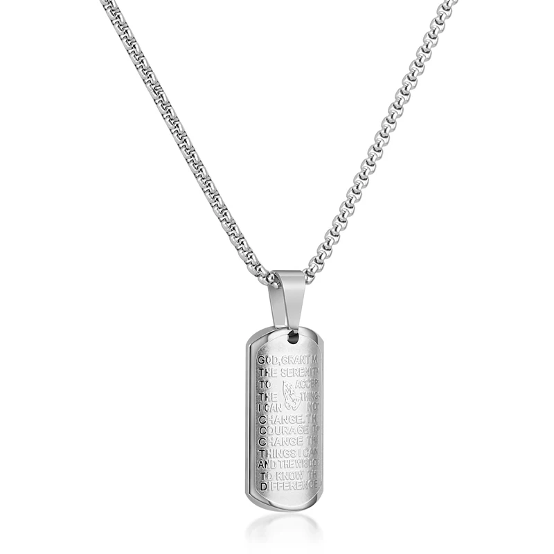 

Fashion Meaningful Design With Lettering Jewelry Stainless Steel Pendant For Women Men Unisex, Silver